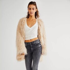 Free People Renata Fur Coat - Medium - Sand